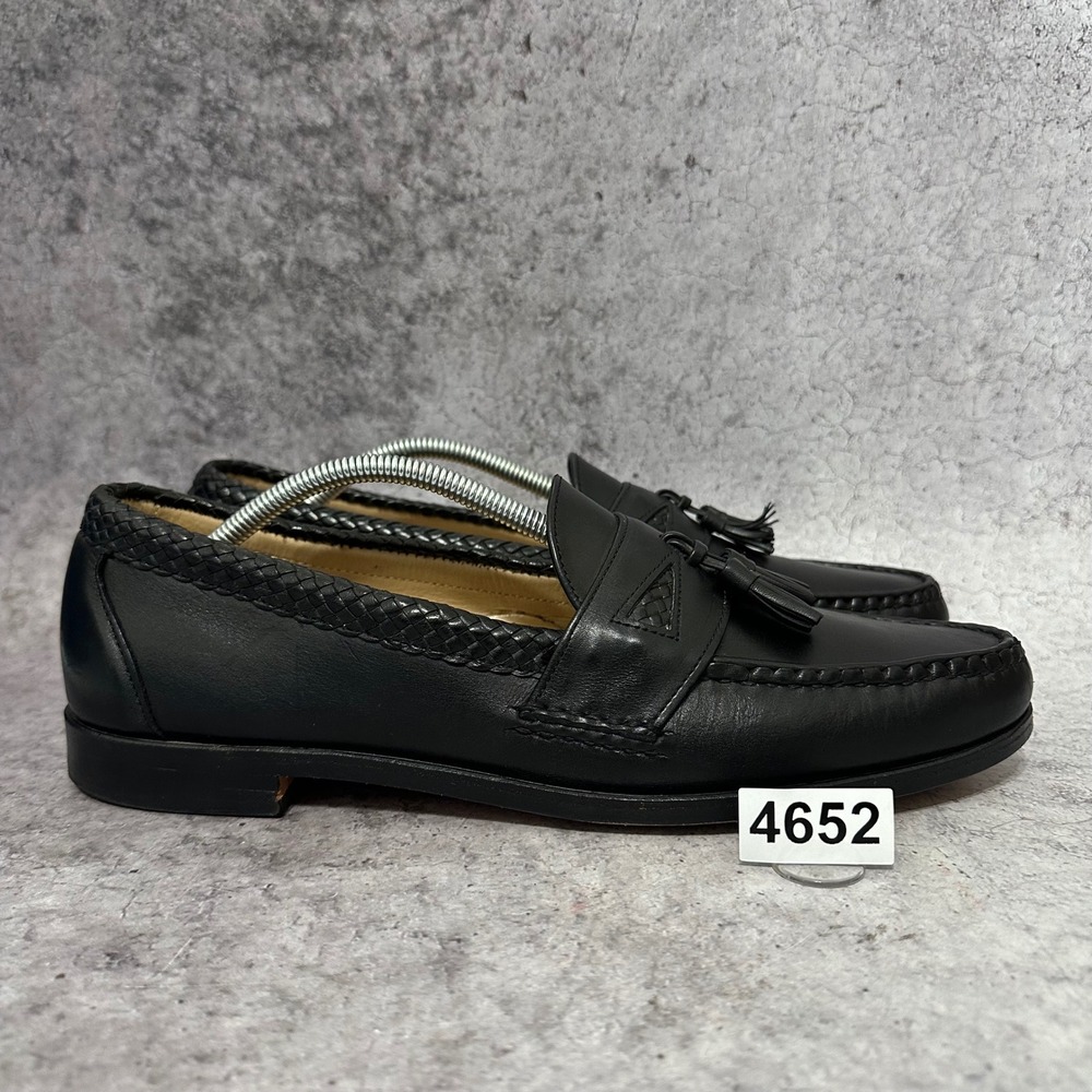 Allen Edmonds Maxfield Loafers Mens 13 Black Tassel Braided Leather Dress Shoes